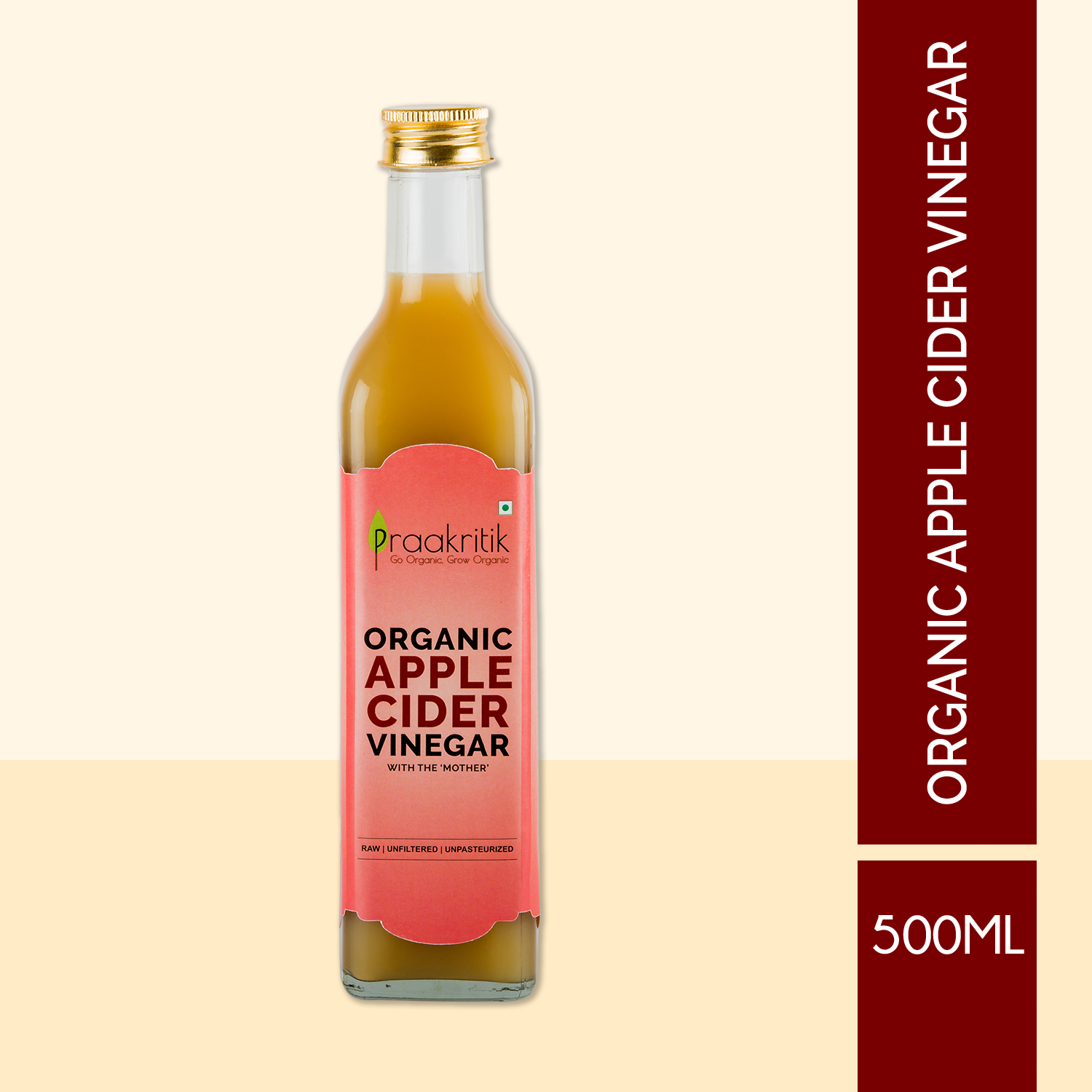 Organic Apple Cider Vinegar With Mother | 500 ML | Praakritik